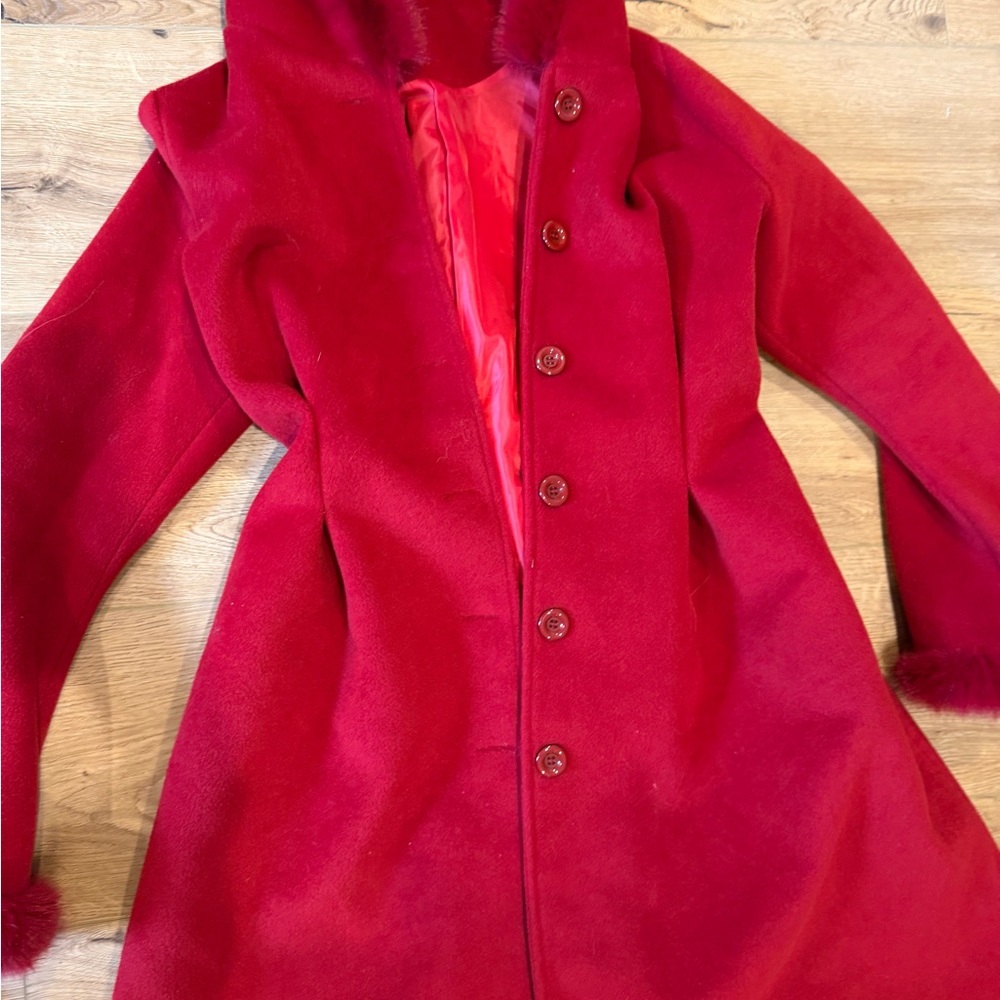 Wuthering heights style Elegant Red Hooded Coat - Picture 4 of 10